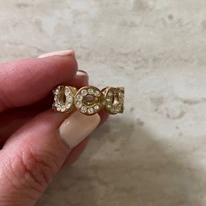 Coach Gold Plated Pave Ring, Used, Size 8